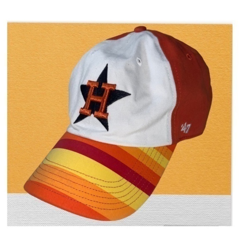 New Vintage ‘47 Houston Astro’s Red Yellow Orange White Baseball Hat OFSA